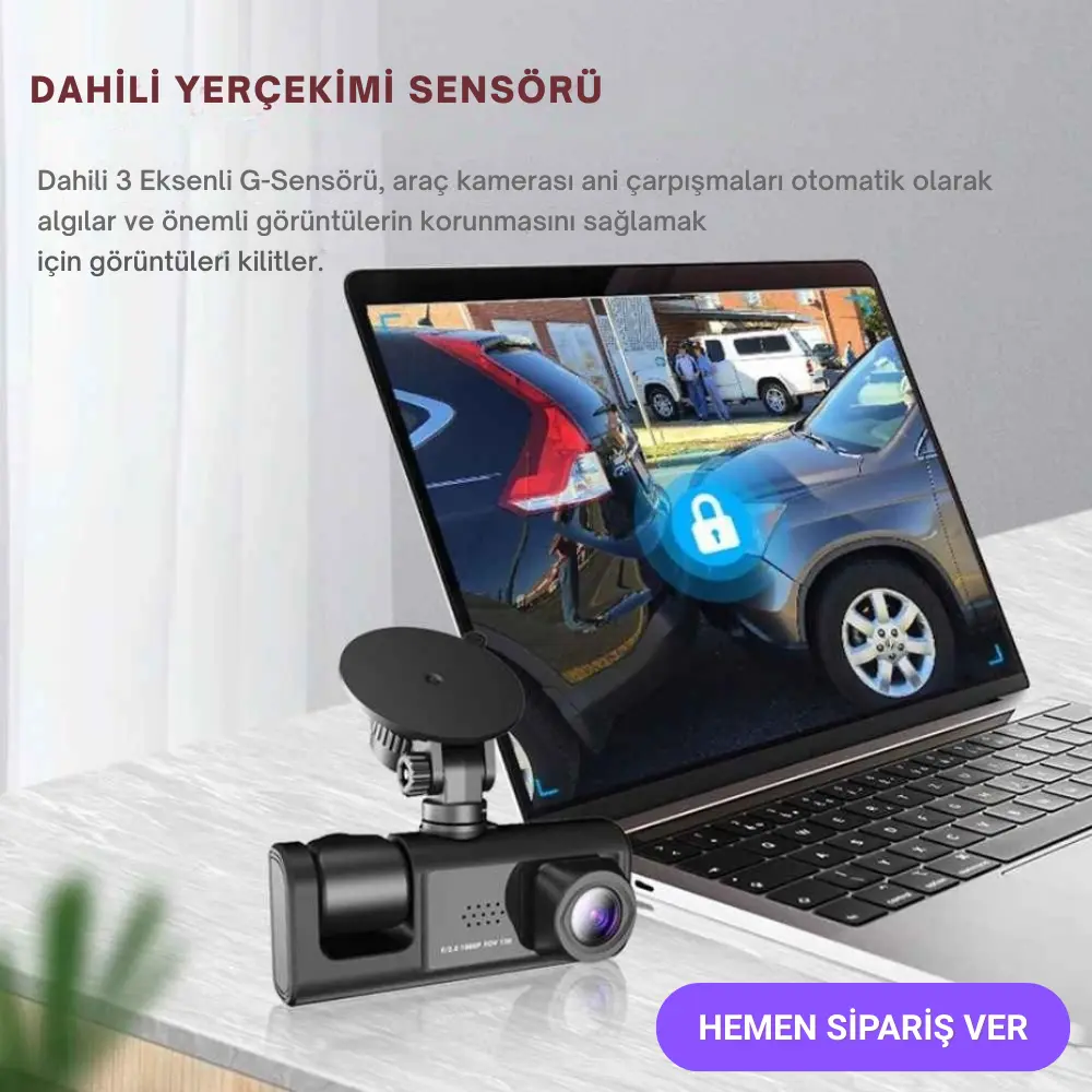3 Kameralı Full HD 1080p Gece Görüşlü Araç Kamerası