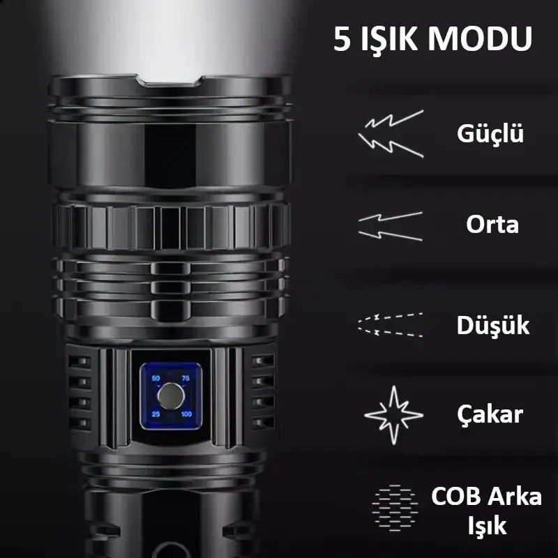 Şarjlı Dijital Fener - Görsel 3