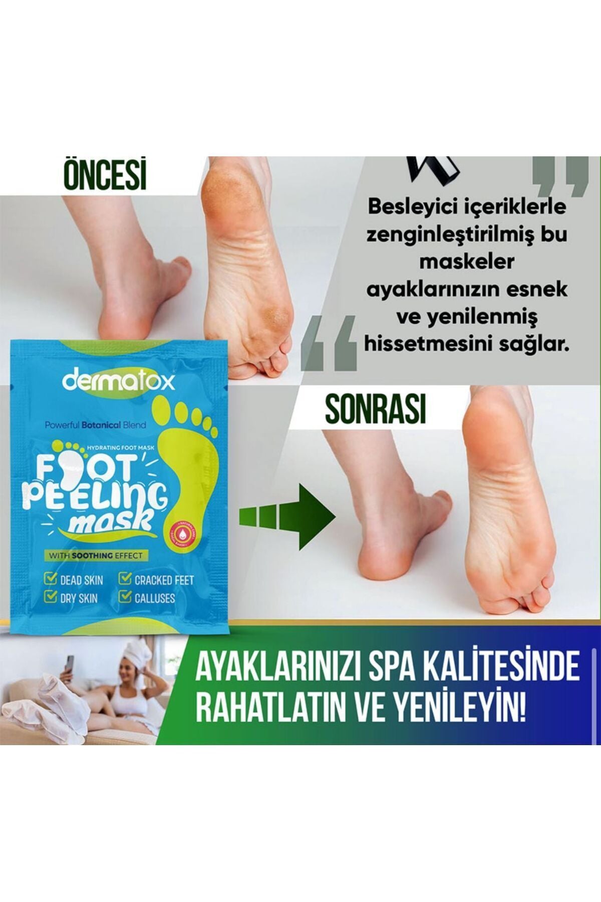 Dermatox Wonder Foot Ayak Peeling Maskesi Ölü Deri ve Çatlaklara Karşı Etkili Bakım (50ml)