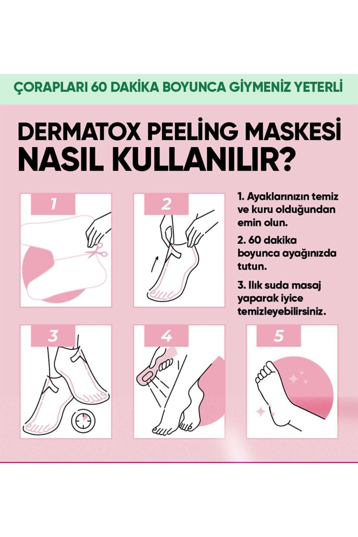 Dermatox Wonder Foot Ayak Peeling Maskesi Ölü Deri ve Çatlaklara Karşı Etkili Bakım (50ml)