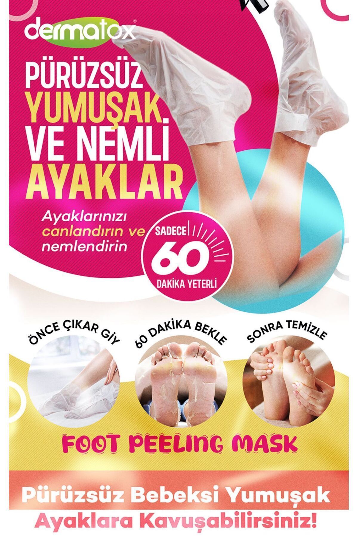 Dermatox Wonder Foot Ayak Peeling Maskesi Ölü Deri ve Çatlaklara Karşı Etkili Bakım (50ml)