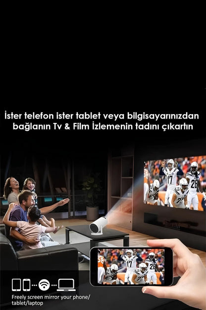 Mini Taşınabilir Projeksiyon - 1280x720P HD, Android 11, WiFi ve Bluetooth Destekli