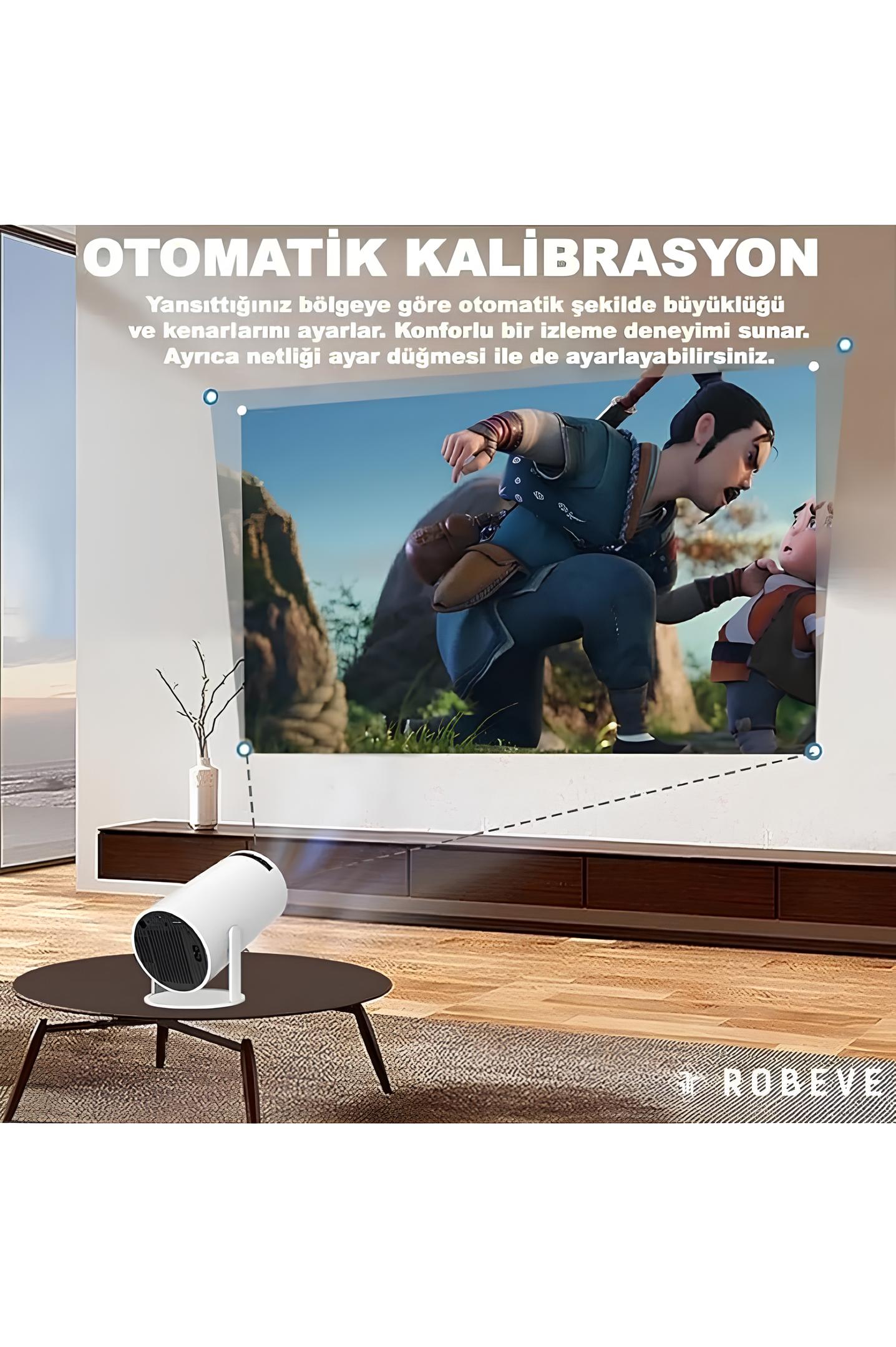 Mini Taşınabilir Projeksiyon - 1280x720P HD, Android 11, WiFi ve Bluetooth Destekli