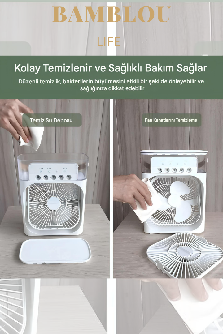 Portatif Mini Klima Fan Buzlu Soğutucu, Hava Nemlendirici