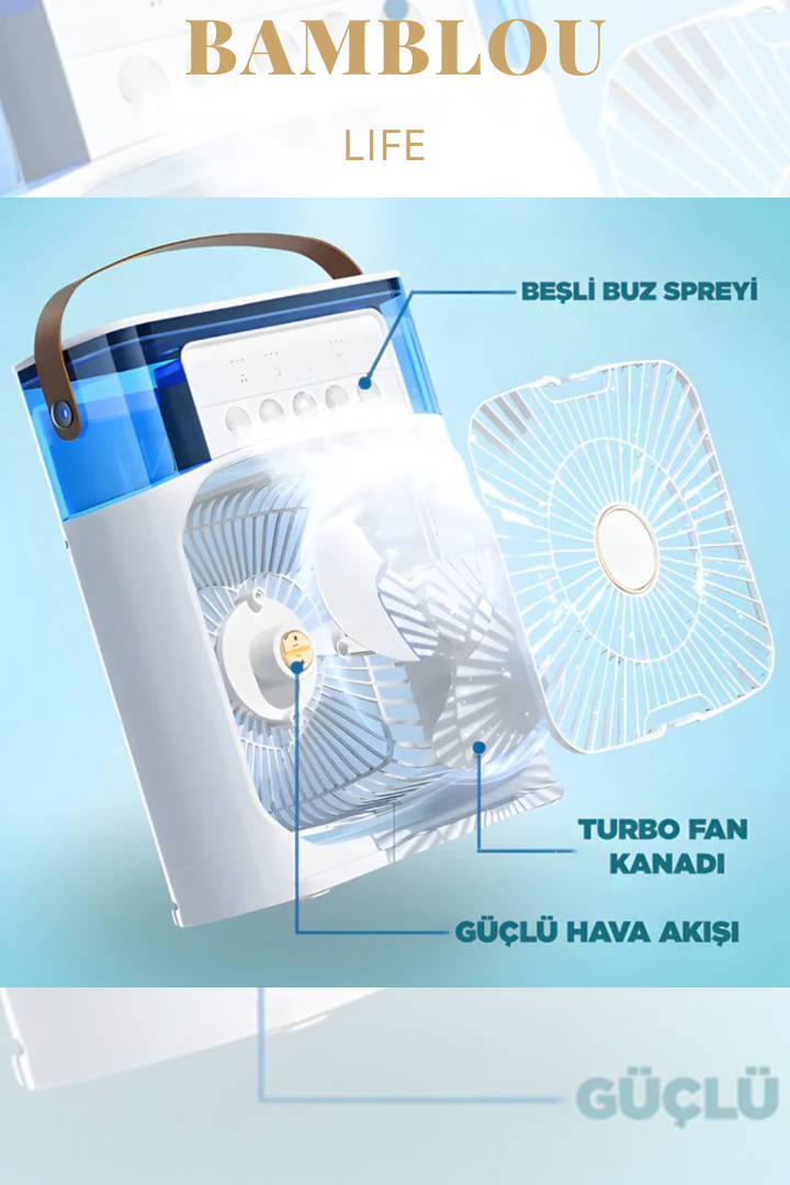 Portatif Mini Klima Fan Buzlu Soğutucu, Hava Nemlendirici