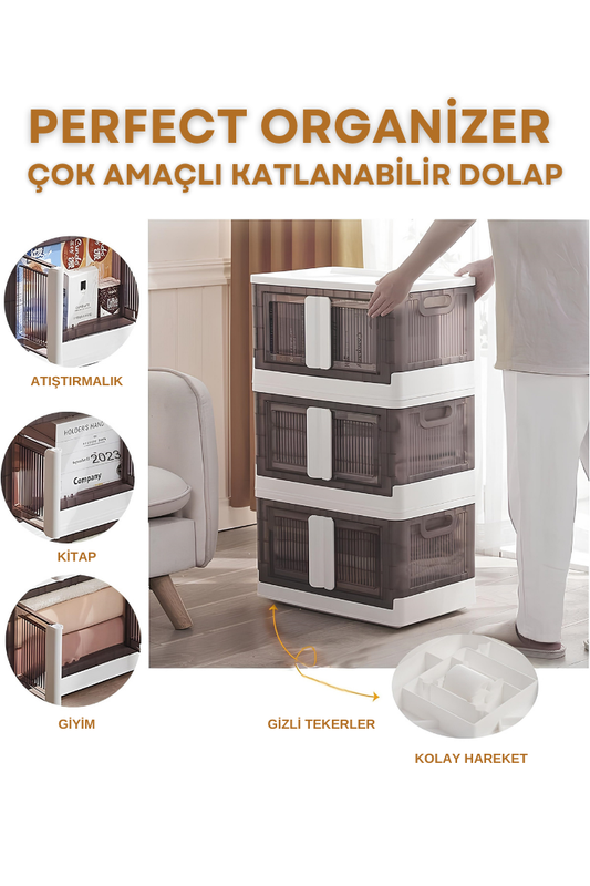 Perfect Organizer Çok Amaçlı Tekerlekli Katlanabilir Dolap ve Düzenleyici