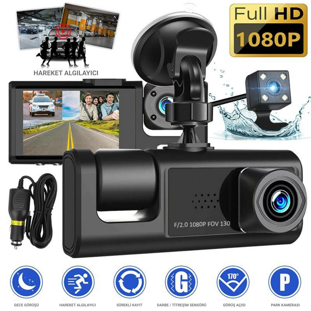 Home Olinman BLACK BOX 3 Kameralı Full HD Araç Kamerası